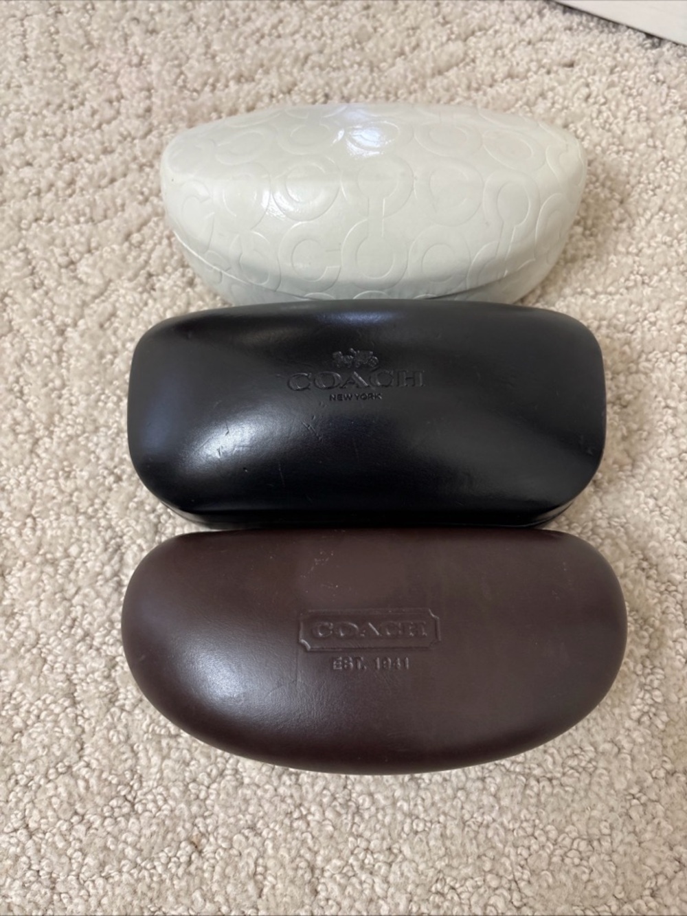 Coach Eyewear Case Trio in White, Black & Brown